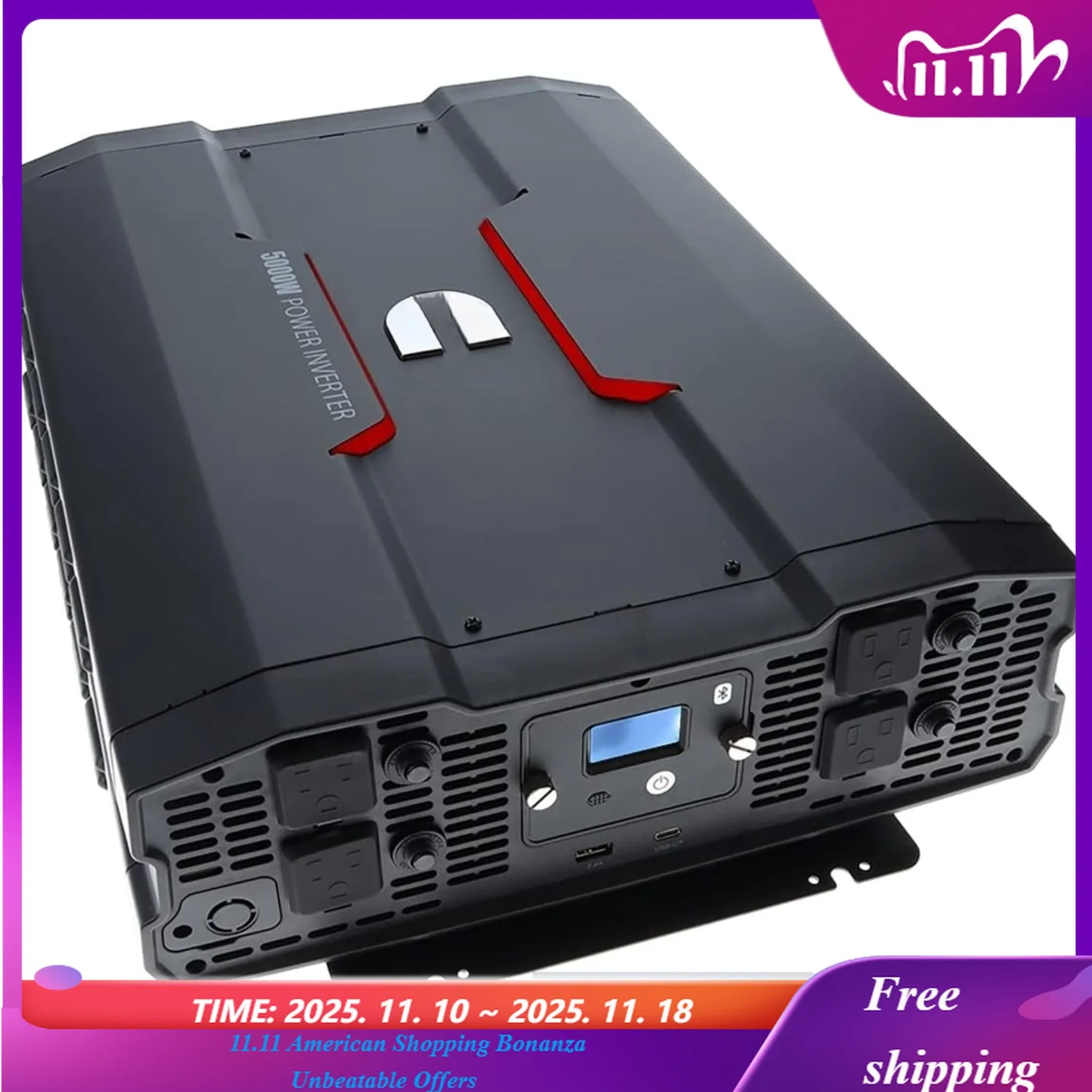 

Инвертор мощностью 5000 Вт, модифицированный синусоидальный инвертор для грузовиков, 12 В до 110 В, четыре розетки переменного тока, два USB-порта