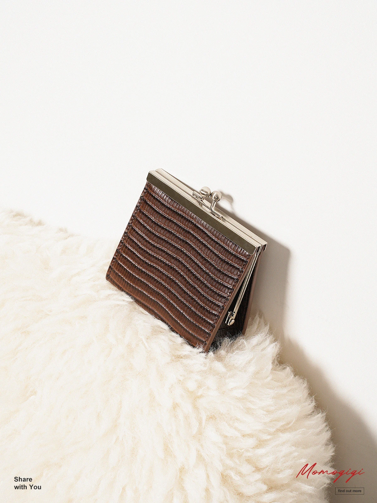 Momogigi Vintage Lizard Pattern Series Original Top Layer Cowhide Leather Middle Age Coin Purse Card Holder Female Student