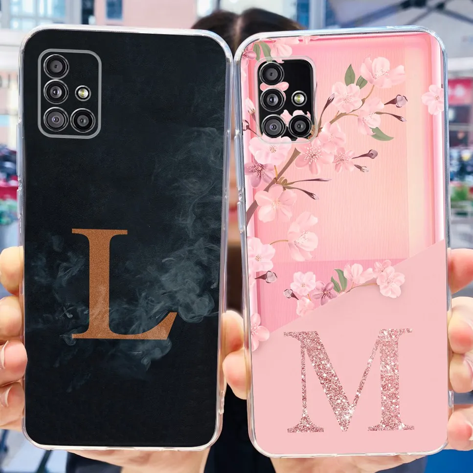 For Samsung Galaxy A51 5G Fashion Letter Luxury Flower TPU Soft Silicone Back Cover For Samsung A51 5G UW SM-A516F Phone Case