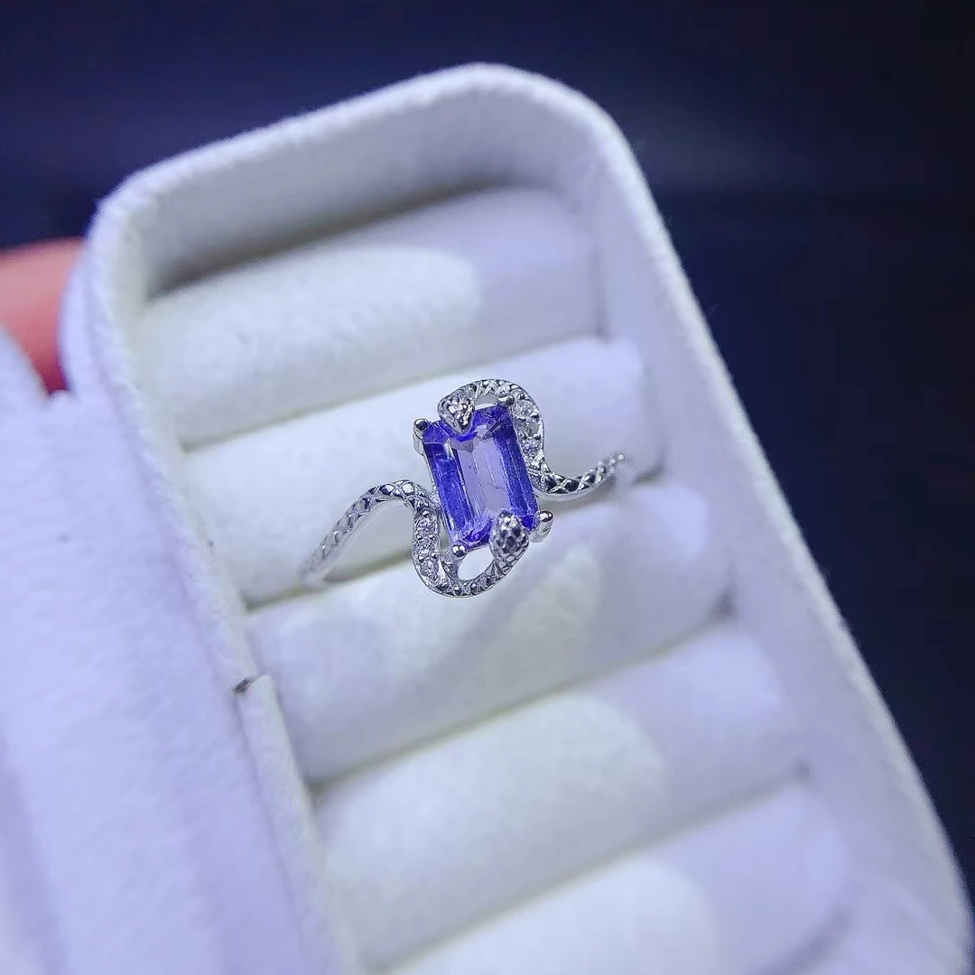 KJJEAXCMY Natural Tanzanite Ring S925 silver , electroplated locking color process, high clarity Full of luster Support testing