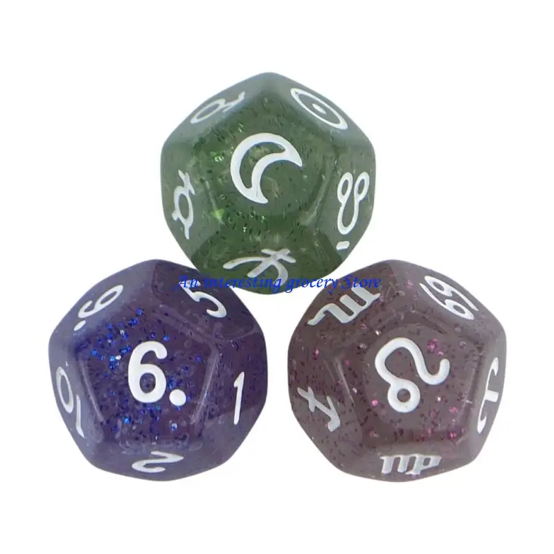 

652D 3pack Colorful Resins Divination Dices with Glitters Finish for Mystical Roleplay and Guidance