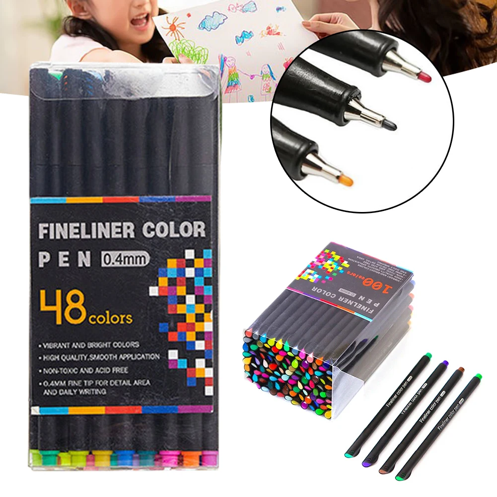 Colored Fine Liner Pen Set Journal Markers Pen 0.4mm Micron Fineliners Drawing Sketch Marker Tiralineas Art Markers Brashpen