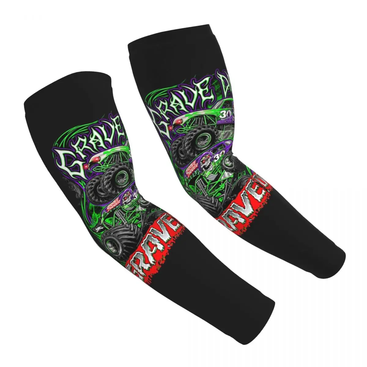 Monster Jam Grave Digger Monster Truck أكمام أذرع تبريد للرجال والنساء للحماية من أشعة الشمس فوق البنفسجية وتغطية الوشم الرياضية والتبريد وركوب الدراجات