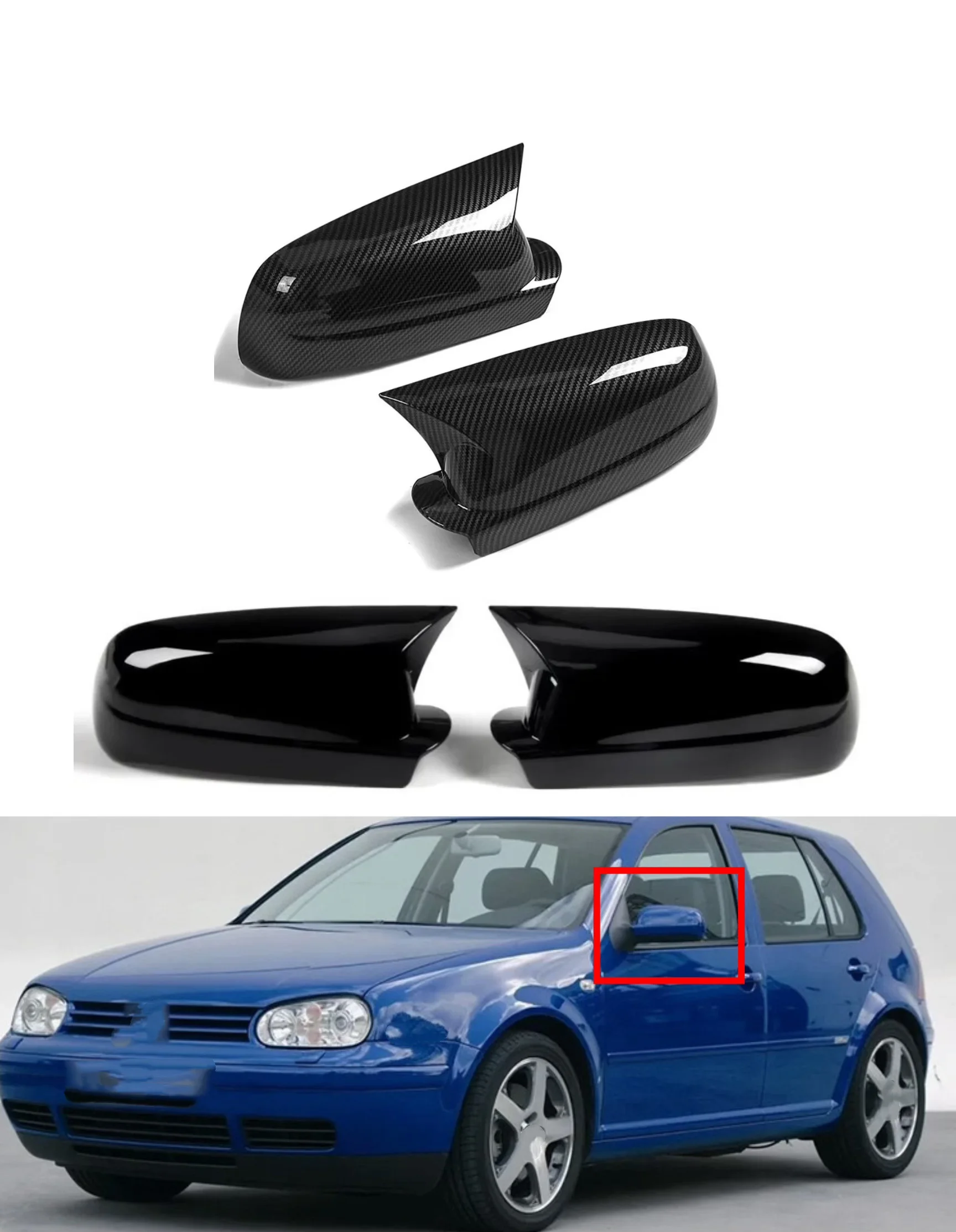 

Fit For VW Golf 4 MK4 1998-2002 Passat B5 Jetta Car Rearview Side Mirror Cover Sticker Wing Cap Exterior Door Case Trim Carbon