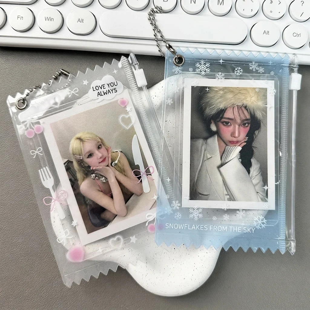 Transparent Card Holder Delicate Photocard Storage Pouch Cute Pattern Card Holder Multiple Patterns Pvc Zipper Card Holder