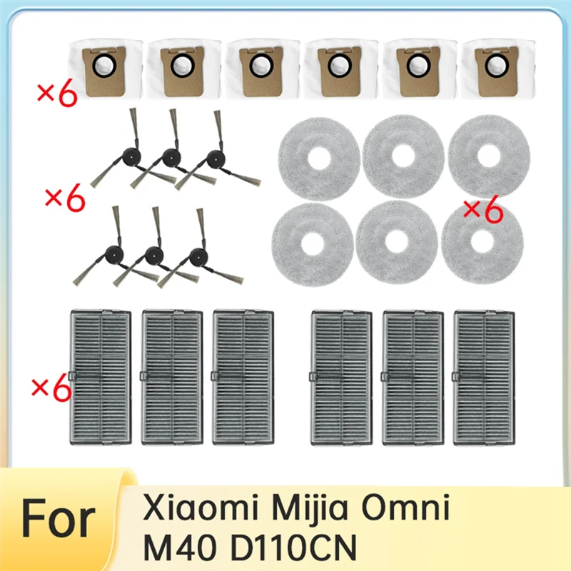

Cleaner Parts 24 Pcs Vacuum Cleaner Accessory Kit For Xiaomi Mijia Omni M40 D110CN With Side Brush, Mop, Filter, Dust Bags