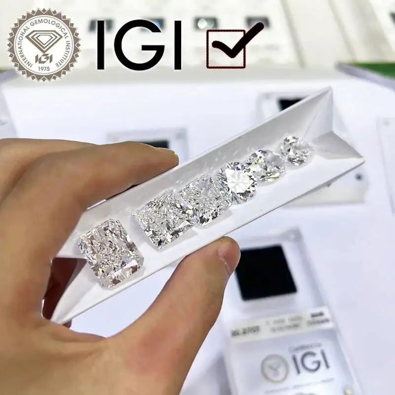 1ct Round/Oval/Heart/Pear/Marquise Lab Grown IGI Certificate 3EX D/E Color VVS/VS Clarity Diamond Gems