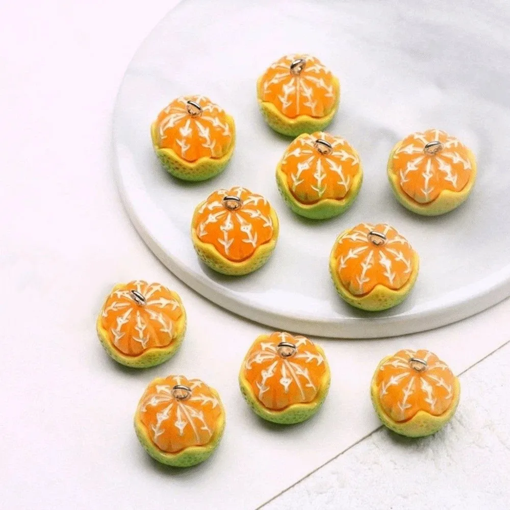 10PCS/SET 3D Simulation Fruit Charms Pendant Handmade Pippin Orange Resin Spacer Loose Beads DIY Materials Peeled