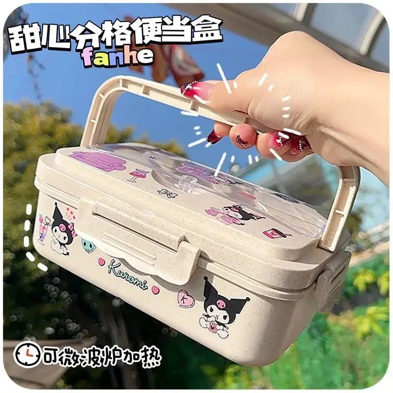 Cartoon kuromi My melody Cinnamoroll multi-grid lunch box student office worker lunch box large capacity insulated lunch box new