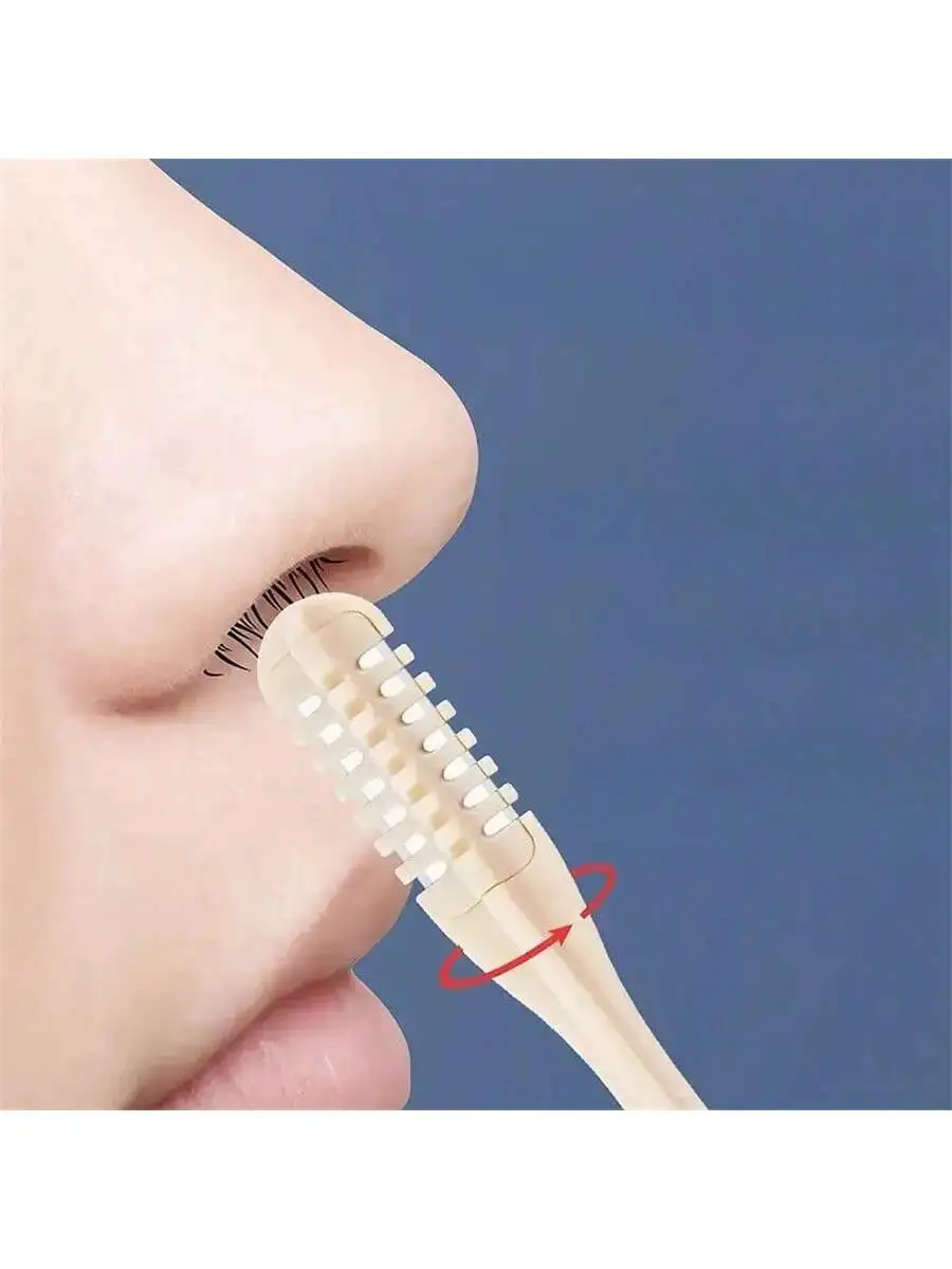 2-piece set, upgraded manual nose hair trimmer with ear pick - easy to clean, no batteries needed