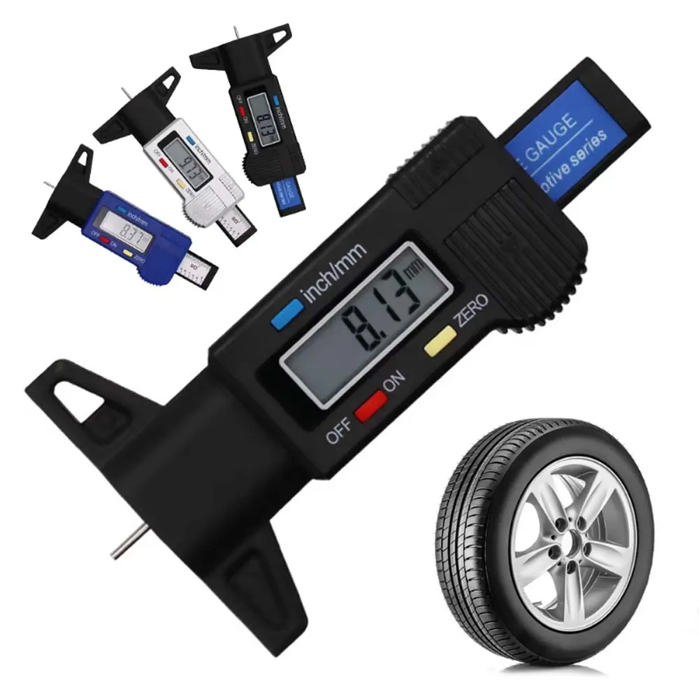 LCD digital tire tread depth gauge Tire monitoring system Stainless steel caliper depth gauge inspection measuring tool