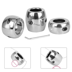 Cock Lock Ring Testis Weight Stretchers Penis Trainer Restraint Sex Toys for Men Stainless Steel Scrotum Pendant Ball