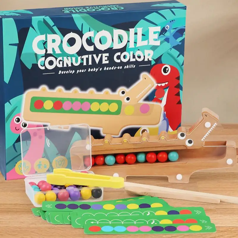 Wood Sorting Toy Crocodile Children Early Education Sorting Game Fun Colorful Cartoon Sorting Set For Children's Day Easter