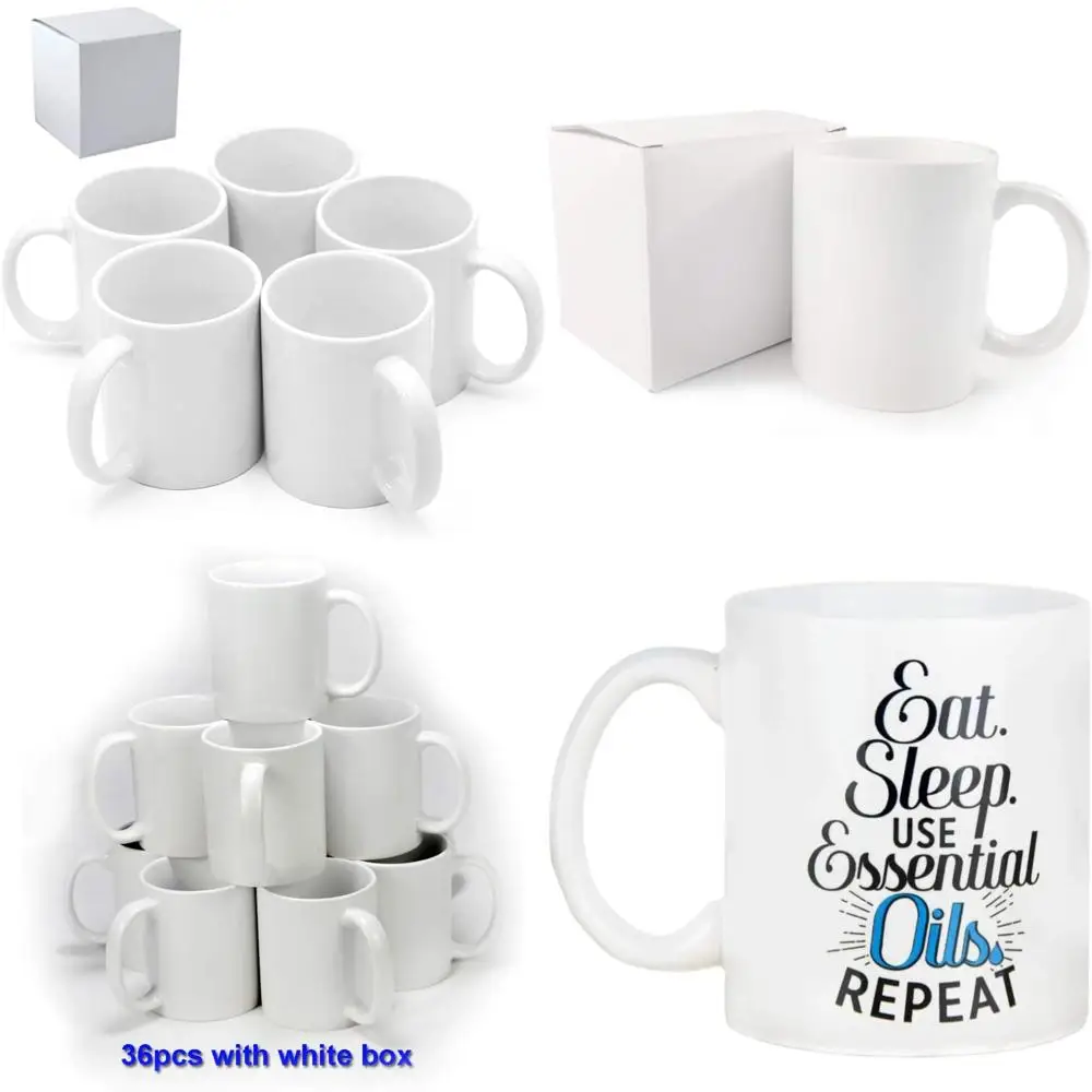 

11oz White Ceramic Sublimation Mugs - 36 Pack Bulk Set