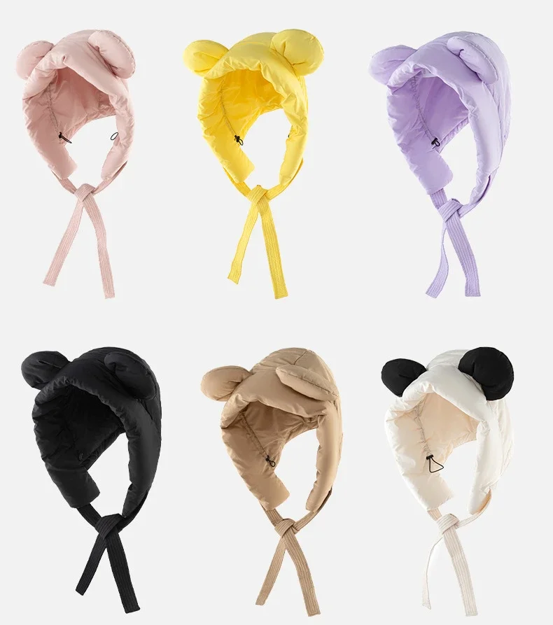 

Korea Hot-selling New Ear Down Cotton Waterproof Bomber Hat European American Personalized New Winter LeiFeng Bomber Hat