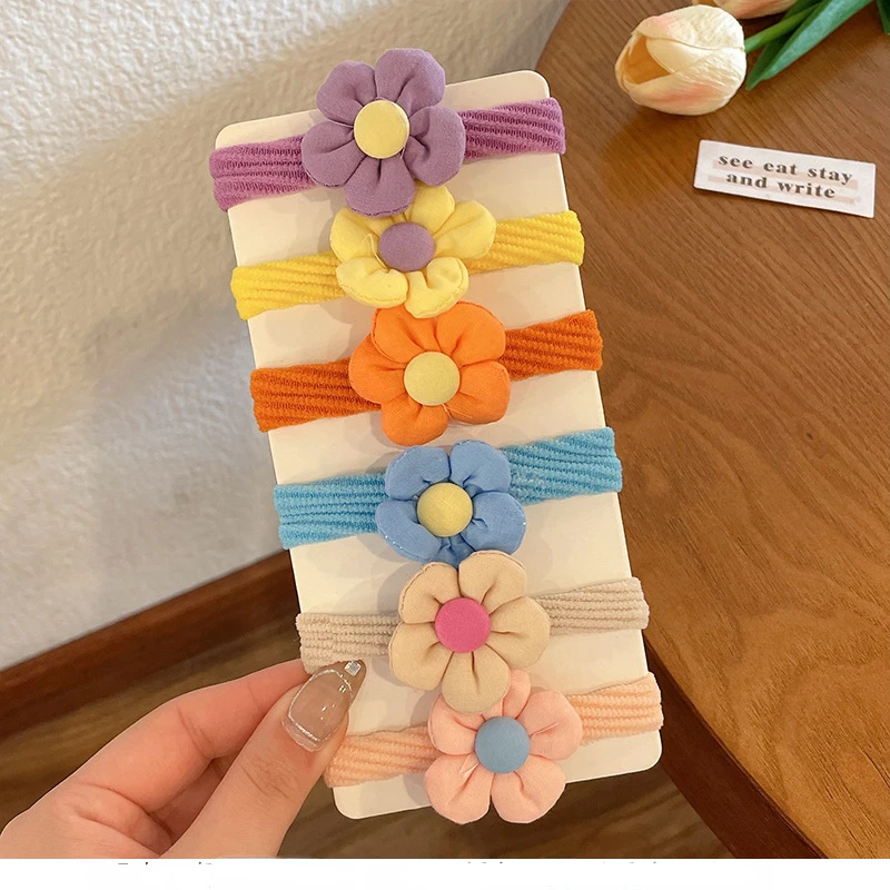5 Buah/Set 2022 Baru Anak Perempuan Lucu Kartun Bunga Tali Rambut Anak Kuncir Rambut Elastis Pita Rambut Mode Aksesori Rambut Set Klip Rambut