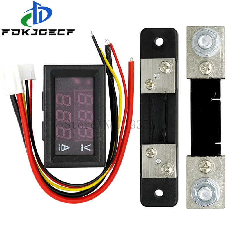 DC 0-100V 1A 10A 50A 100A Voltmeter Ammeter Amp Dual Digital Volt Meter Gauge LED display Meter Voltage Indicator Shunt