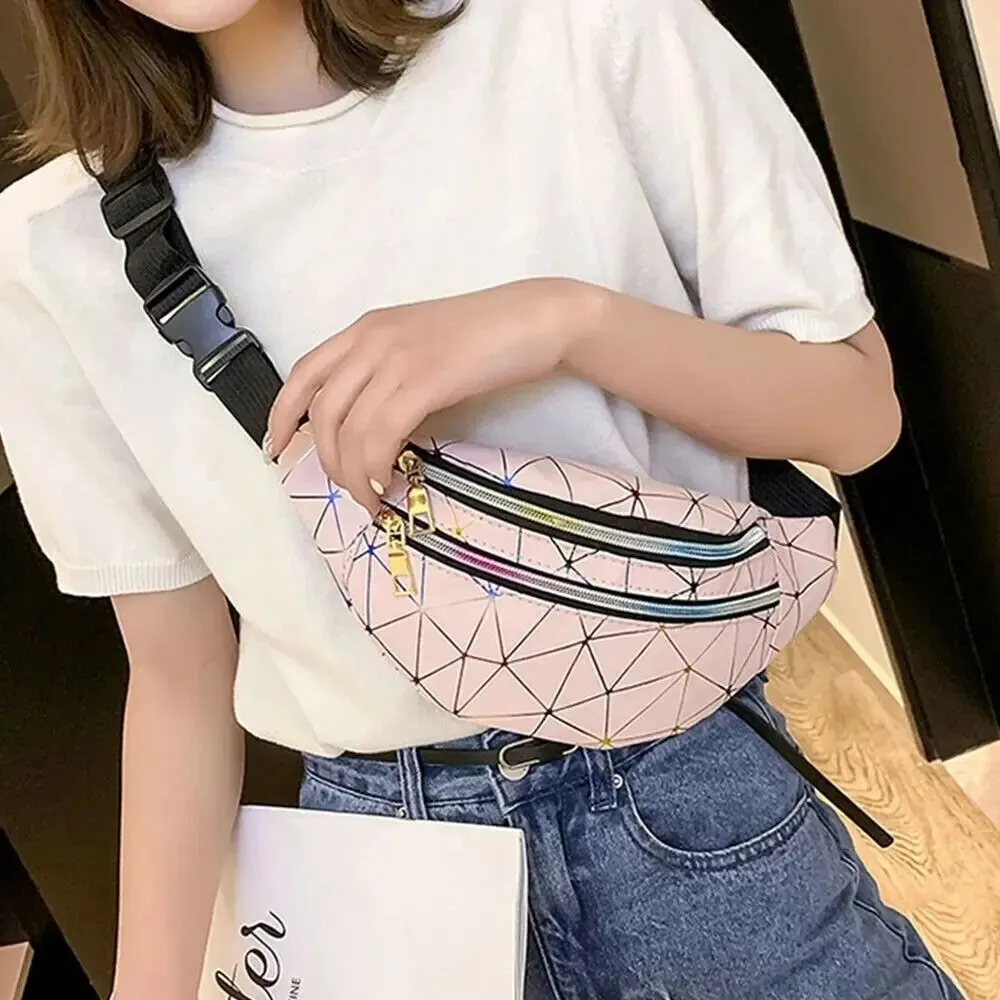 New Fashion Women Waist Packs Fanny Pack Pouch Hip Purse Satchel Laser Belt Bags Geometric Patterns Wallet