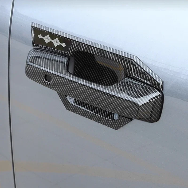 

For BYD FangChengBao Leopard 5 Car Door Handle Trim External Protective Carbon Fiber Stickers Accessories 2023