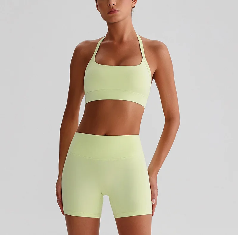 Seamless 2PCS Women Yoga Set Solid Color Bra + High Waist Leggings Breathable Gym Running Fitness Outfit