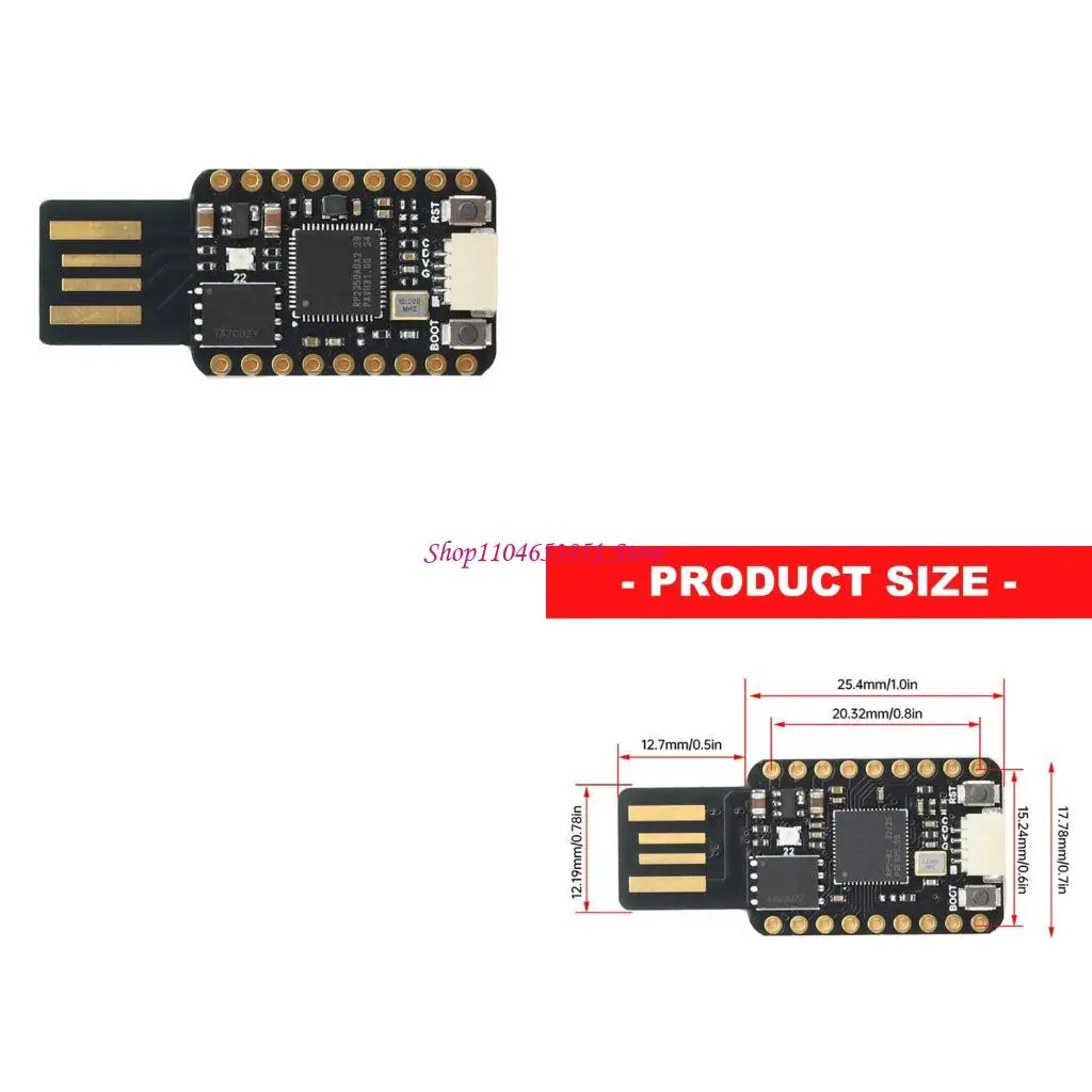 Small Microcontroller Board with 29 GPIO, 4MB Storage, and Side Through-Hole Layout for Electronics Study Projects 