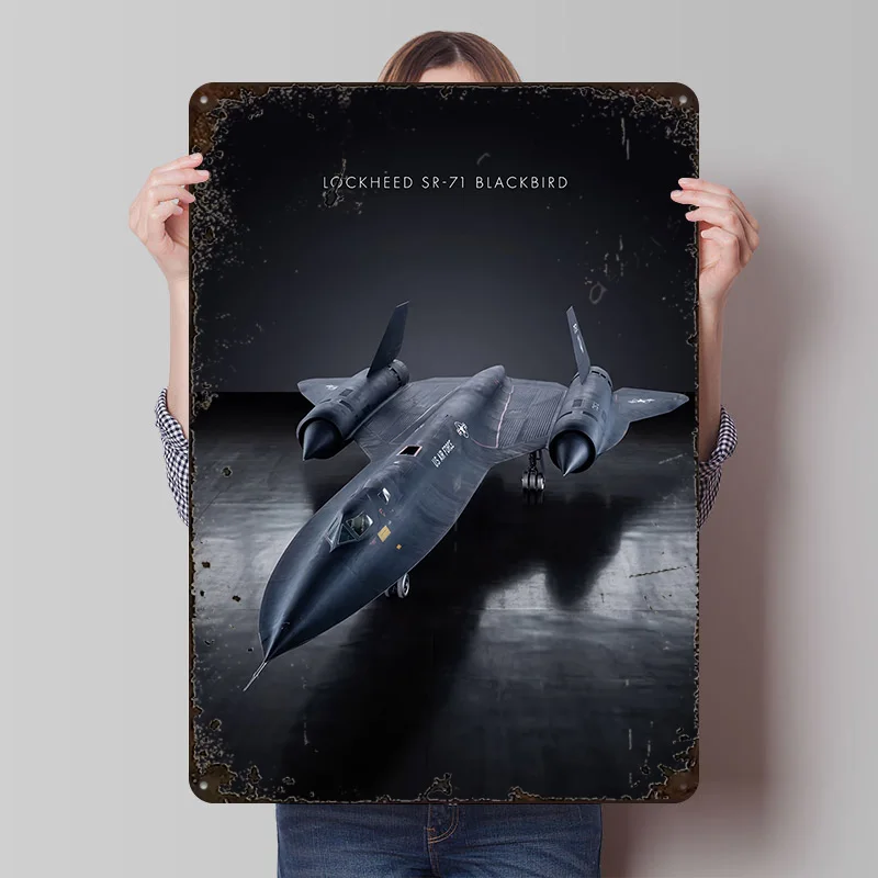 Lockheed SR-71 Blackbird Printing Poster Customized Retro Wall Art Vintage Metal Signs for Apartment Decoration Room Desk Decor