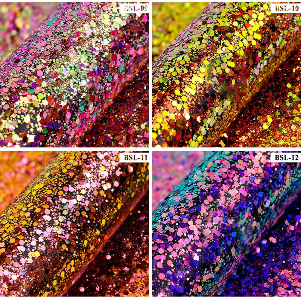 50g Chameleon Nail Glitter Hexagon Glitter Sequins 1-3mm Holographic Chunky Glitter Dazzling Sequins Rainbow Make up Manicure Fl