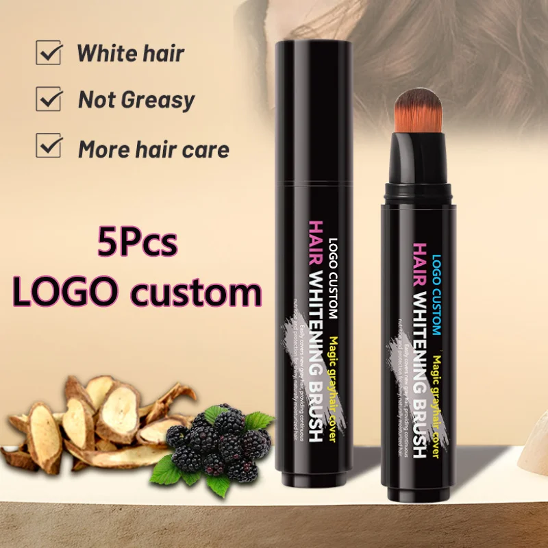 5Pcs Grey Hair Dye Brush Pens - Hair Root Touch Up Temporary White Hair Cover For Solon Home 20ml Black Brown Coffee Wine Red