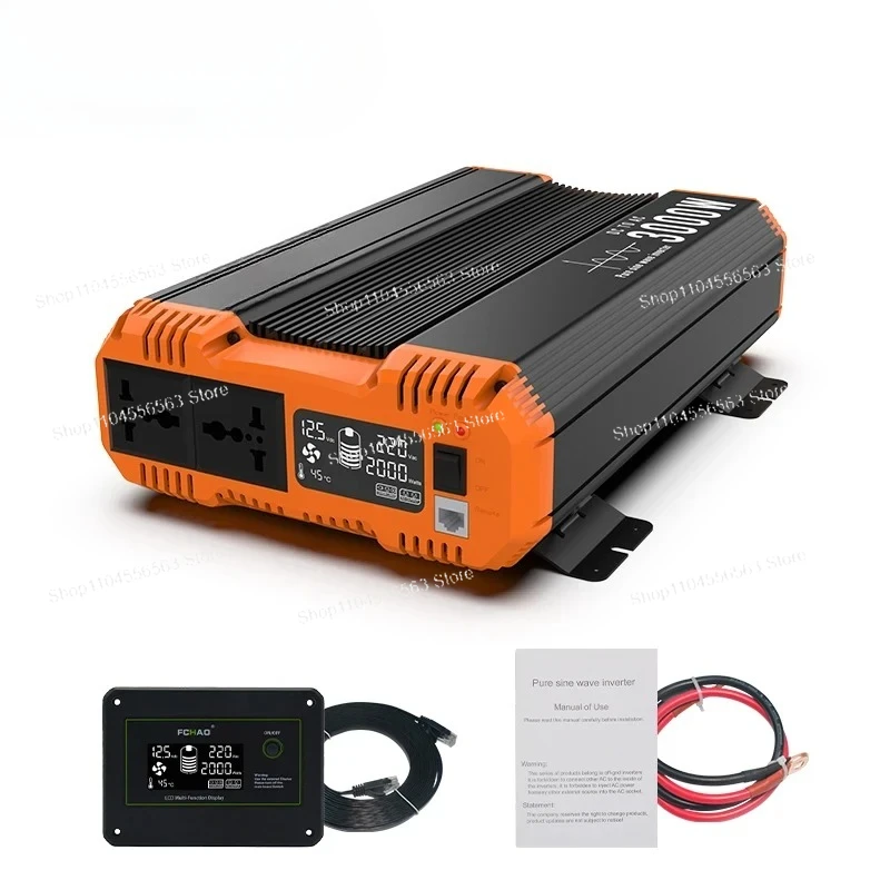 Pure Sine Wave Power Inverter 12V/24V/48V to 220V/230V with LCD Display for Home Camping RV Car Accessory