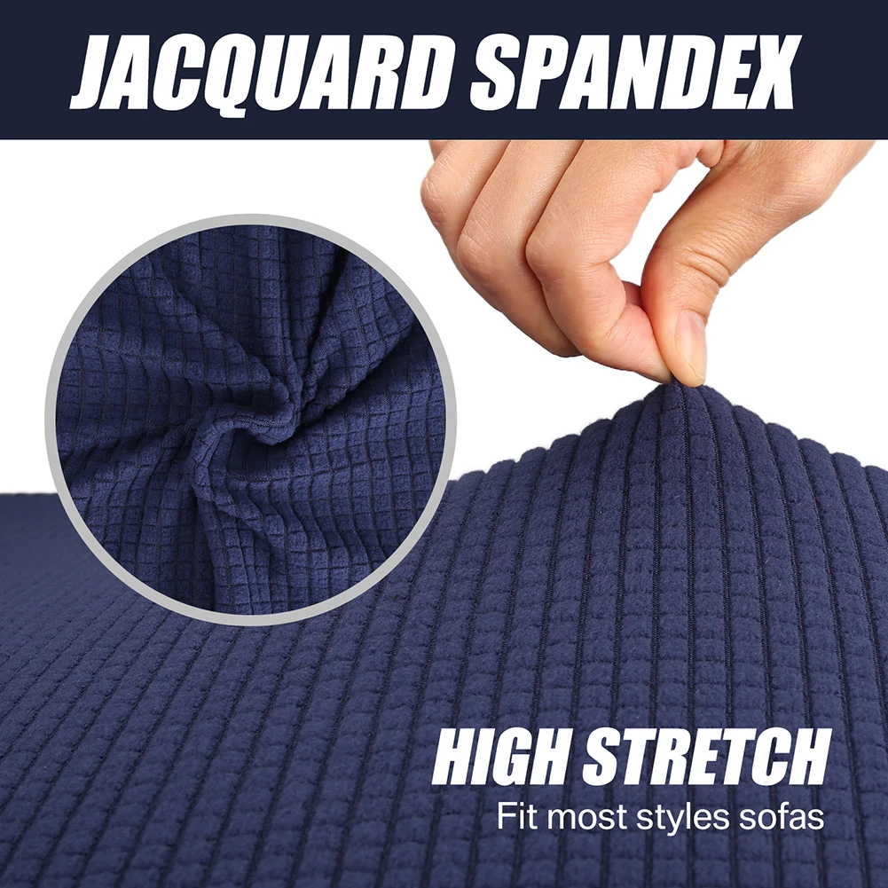 Fundas de sofá Jacquard elásticas azul marino - Protección para sala - imagen 3