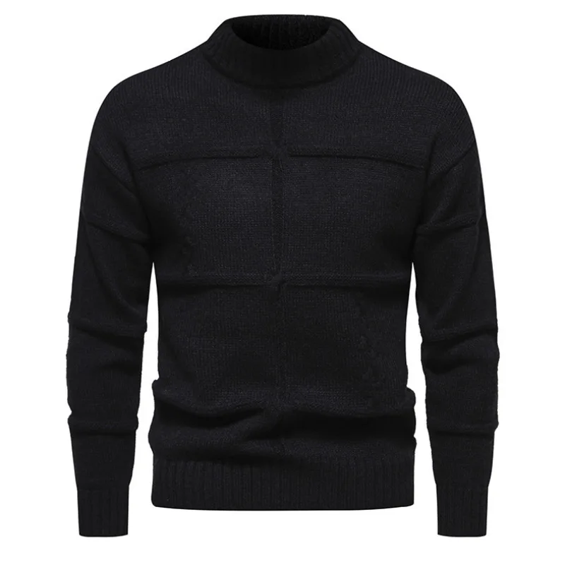 2023 American Retro Autumn/Winter New Men's Knitwear Casual Solid Round Neck Men's Sweater Underlay