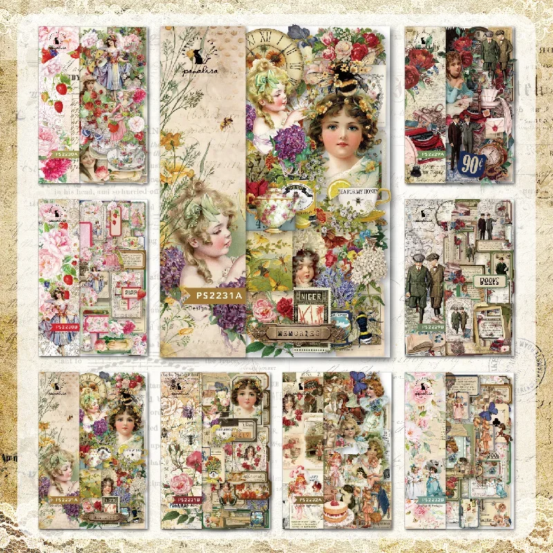 40PCS Retro Ladies Gentalman Stickers Paper Doll Collage Decorative Tags Label Stickers Planner DIY Album Scrapbooking Material
