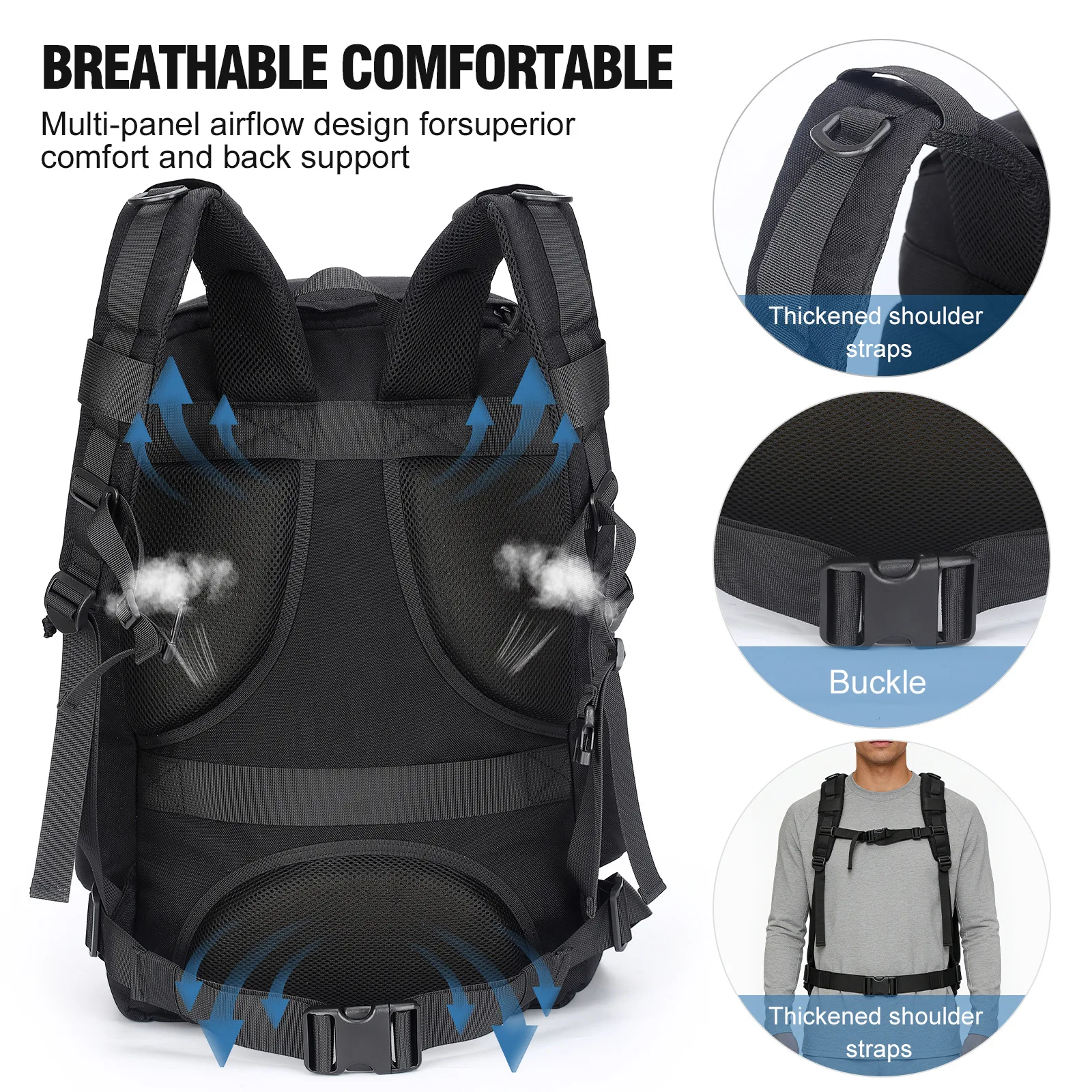Backpack Men's Outdoor Backpack Large Capacity Waterproof Bag Multifunctional Hiking Backpack Portable Lightweight Design