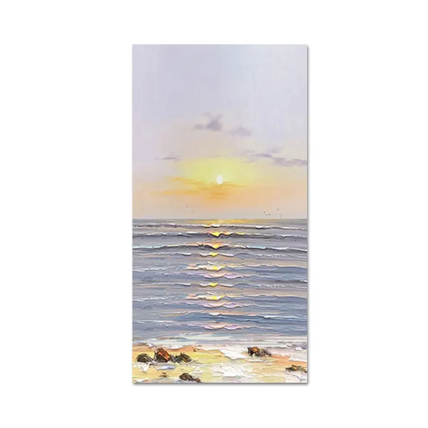 لوحات تجريدية لغروب الشمس، جدار فني بتصميم أكريليك، عمل فني كبير للمطاعم، صورة المناظر الطبيعية، ديكور قماشي بدون إطار