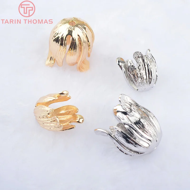 

(3700)6PCS 24K Gold Color Plated Brass Flower Caps Tassel Caps Diy Jewelry Findings Earrings Accessories