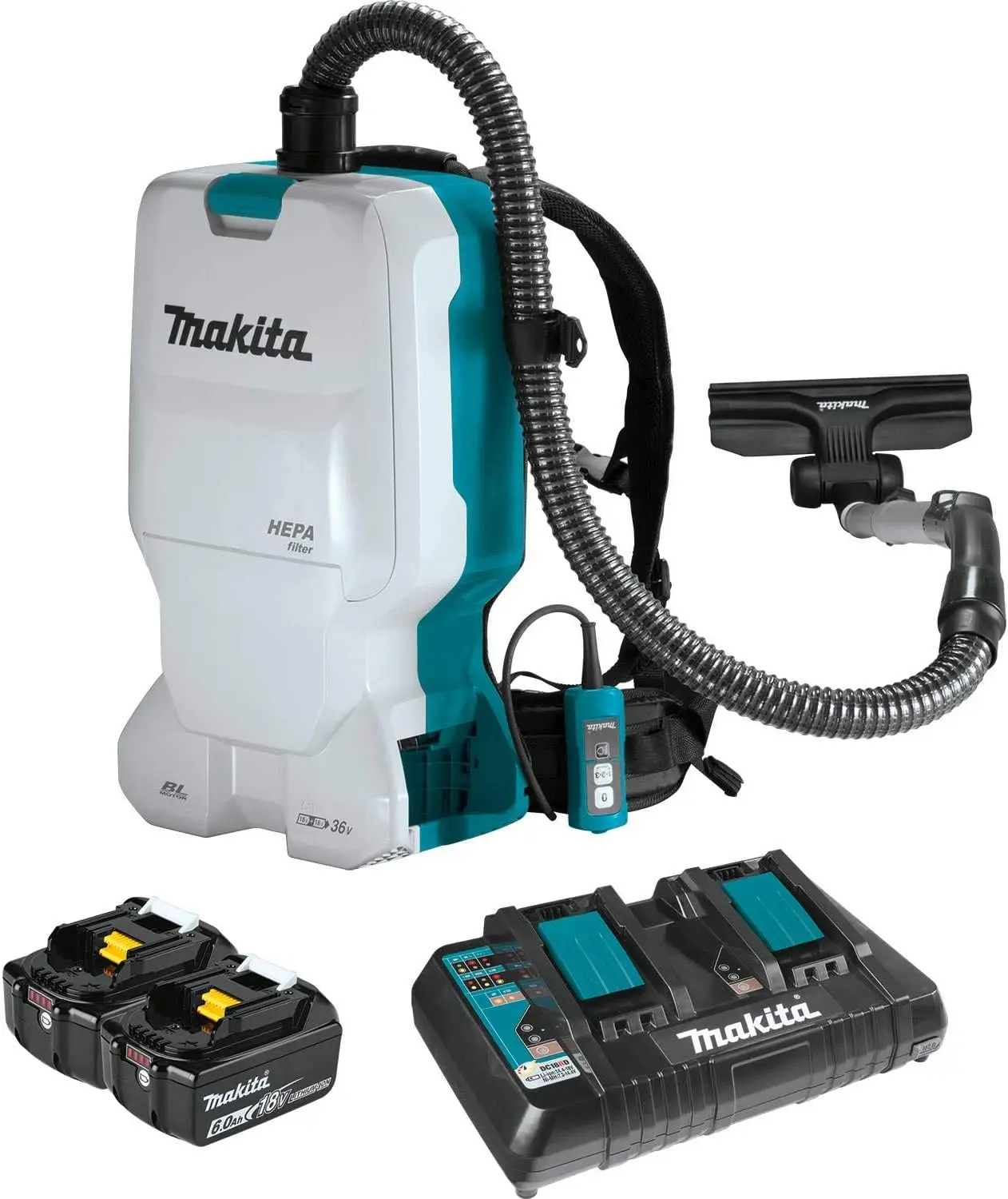 

Makita XCV17PG 18V X2 LXT® Lithium-Ion (36V) Brushless Cordless 1.6 Gallon HEPA Filter Backpack Dry Vacuum (6.0Ah)