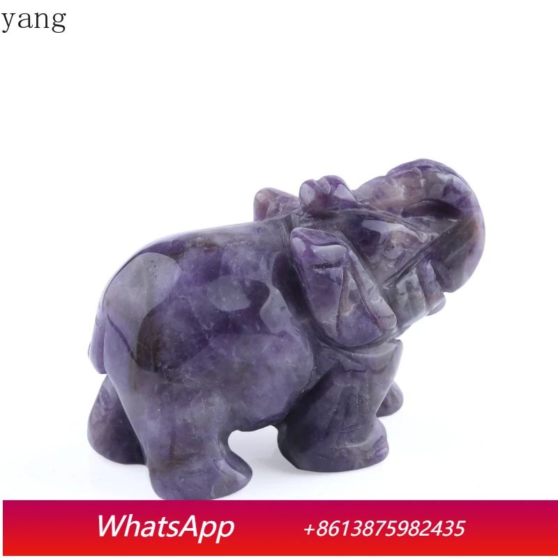 

CX elephant jade ornament powder crystal Dongling jade semi-precious stone handicraft animal home decoration