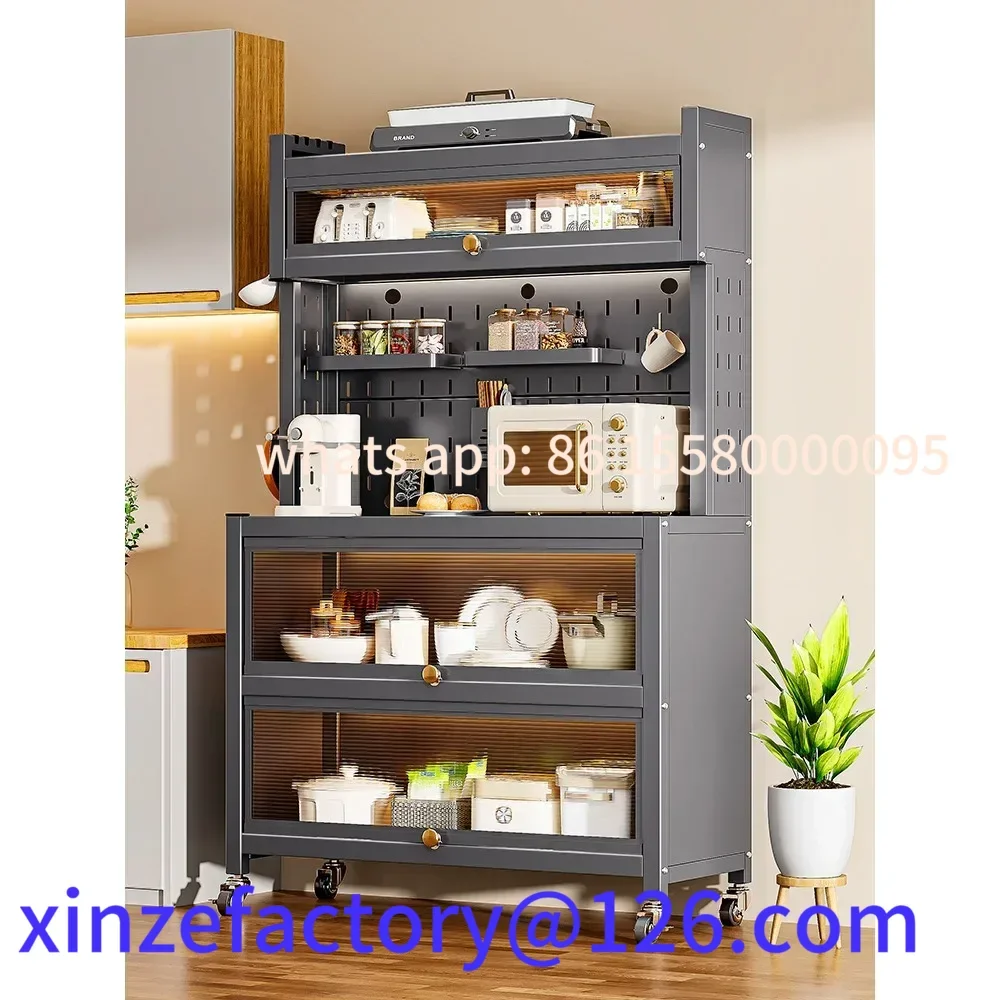 

Настраиваемая многоярусная металлическая стеллажная система для хранения с дверцами, новинка 2025 года, для кухни и столовой