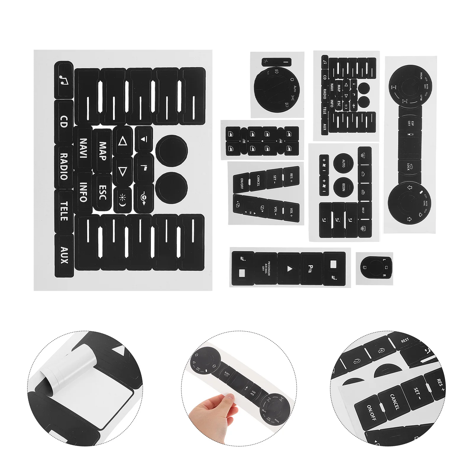 

1Set Car Button Repair Kit Matte Black Dashboard Decals for Fixing Faded Ruined Buttons Replacement Stickers Car