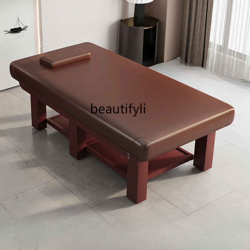 

Large Solid Wood Facial Bed Massage Couch Latex Beauty Salon Special Pavilion of Regimen Physiotherapy Bed Traditional