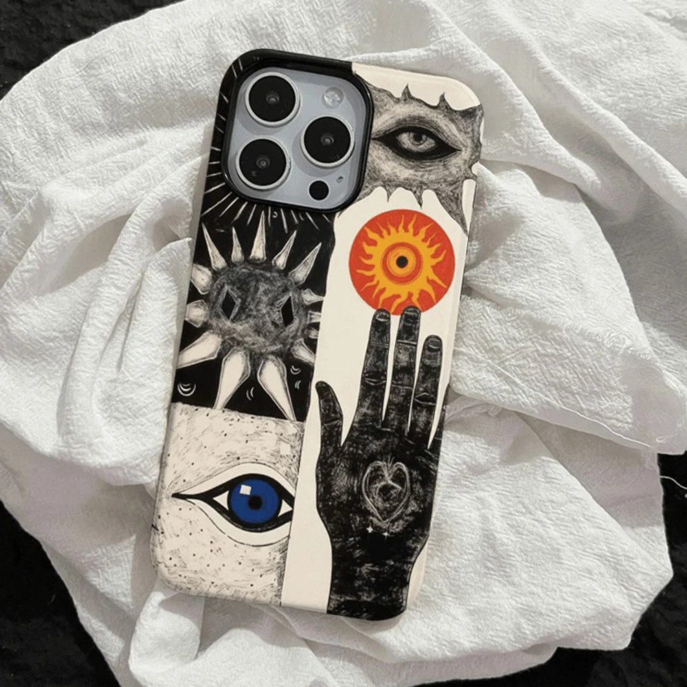 Luxury Sun's Strange Eye Phone Case for iPhone 16 15 14 13 12 11 Pro Max XS XR XSMax 6 7 8 Plus Glossy HD Hard PC Cover