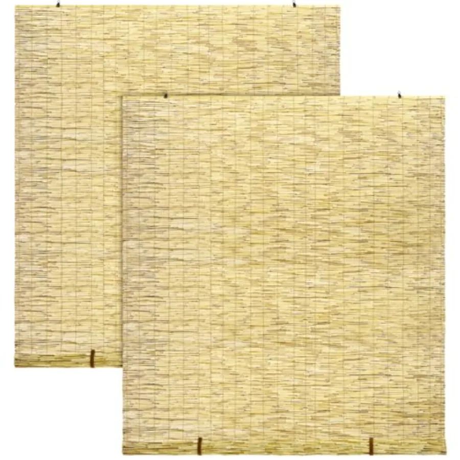 

Бамбуковые рулонные шторы DoubleFill Pcs Bamboo Sades для улицы, 8" и 7" (дюймов), затемняющие, солнцезащитные, без шнура, для дома, веранды и патио