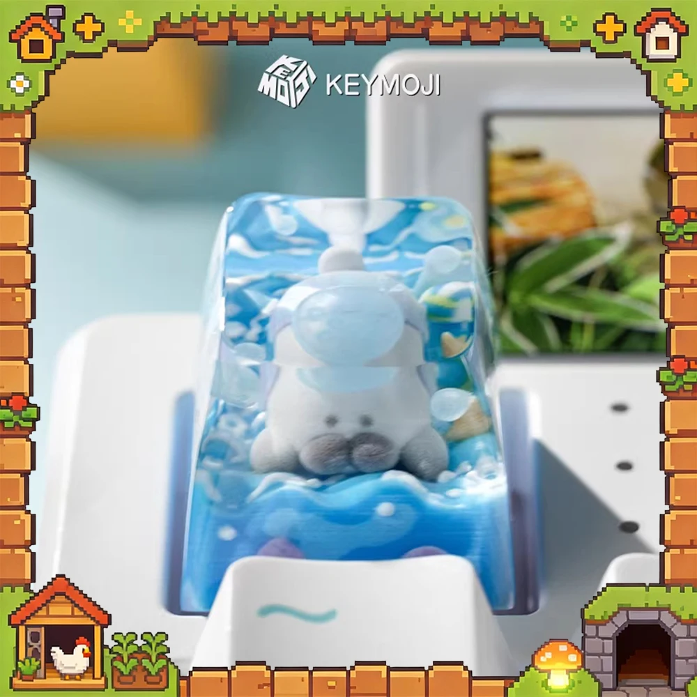 

KEYMOJI Pool Party PC Resin Keycaps Cute personality Single Creative Magnetic Axis Keyboard Keycaps For PC Accessories Gifts