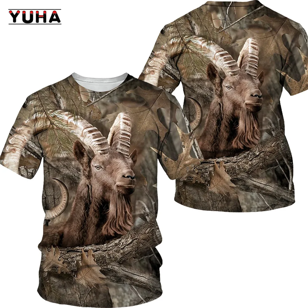 Camouflage hunting animals wild boar/fox  3D T-shirt summer leisure men\'s T-shirt fashion street women\'s pullover short sleeve j