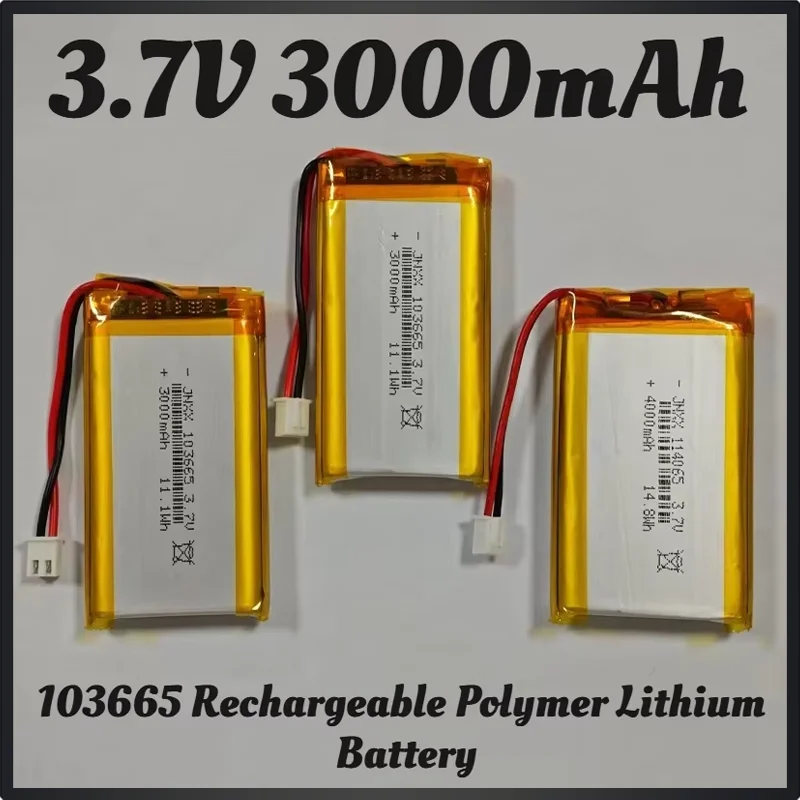 

New 3.7V 3000mAh103665/103565 Polymer Lithium Re-adjustable Battery, Used for LED Light Driving Recording High Equipment Tools