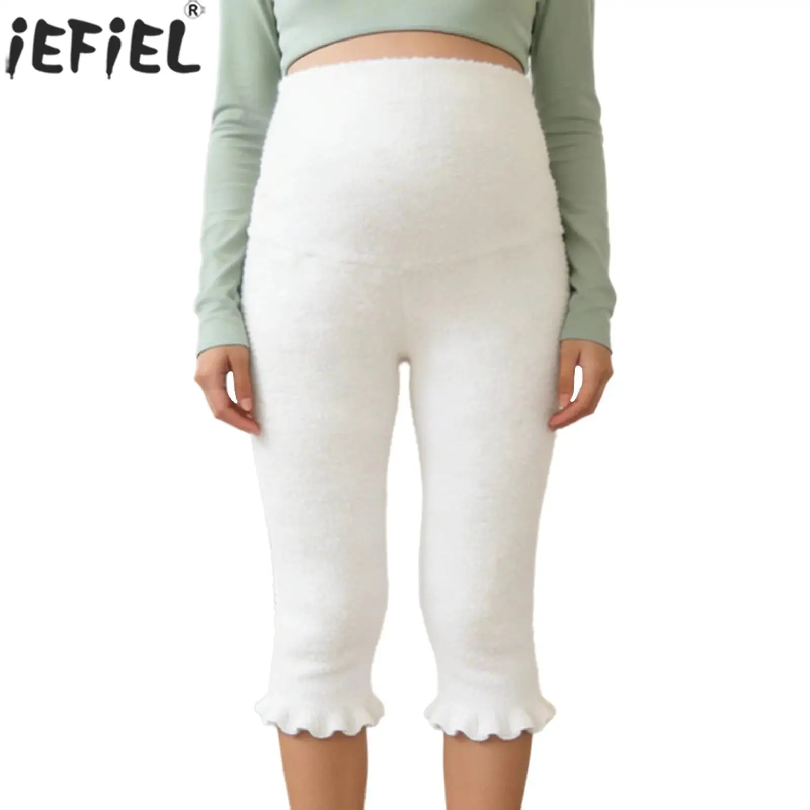 

Теплые флисовые брюки длиной до колена для беременных, весна-зима, шорты с высокой талией, одежда для сна, домашняя одежда, одежда для дома, повседневная одежда