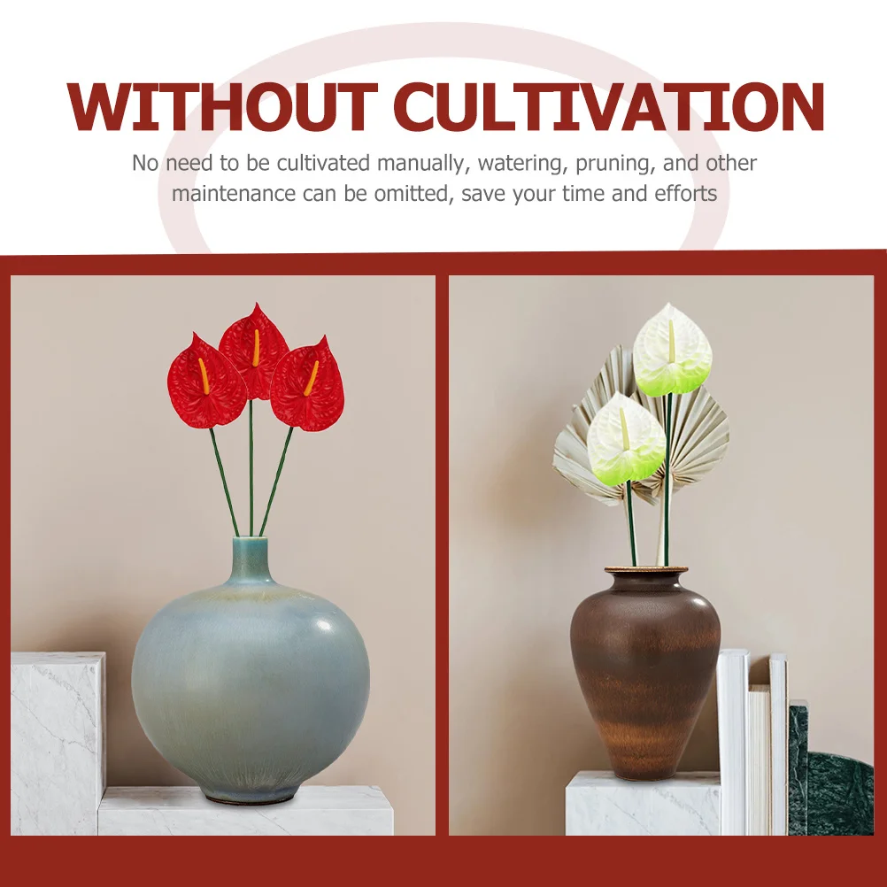 

6Pcs Faux Anthurium Artificial Plants Plastic Fake Flower Decorations for Home Interior Wedding Party Banquet Faux Anthurium