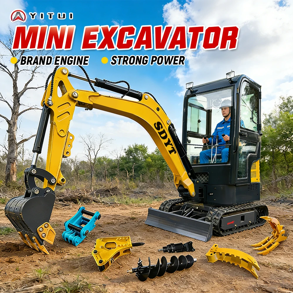 Miniexcavadora de orugas antideslizante para el hogar Epa Euro 5, cabina de 2 toneladas de alto rendimiento, compatible con personalización