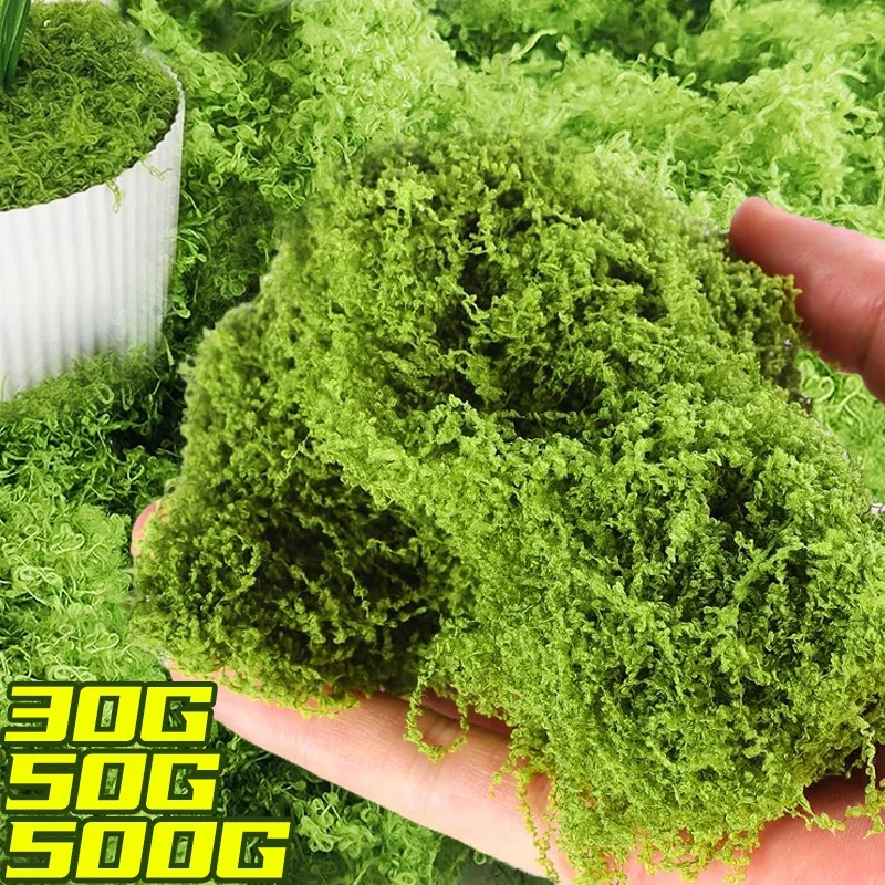 30/500g Artificial Green Plants Moss Life Grass Landscape Garden Fake Grass Household Decor Fake Flower DIY Crafts Decoration