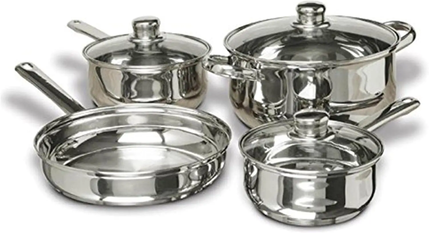 Concord Cookware 7-Piece Stainless Steel Cookware Set, includes Pots and Pans